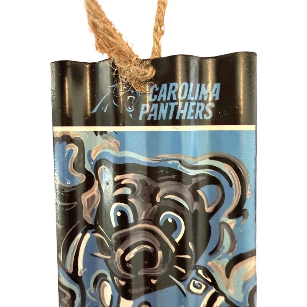 Carolina Panthers Christmas Ornament NFL Fan Decor Hand Painted Metal Holiday